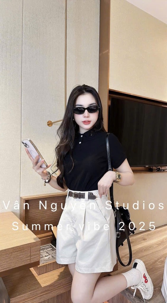 SET POLO ĐÍNH HOA MIX SHORT LI TRƯỚC NỮ SẴN