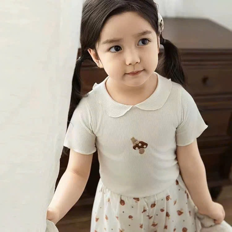 SET 3 ÁO CỔ SEN THÊU NẤM BÉ GÁI SẴN (SALE 59k)