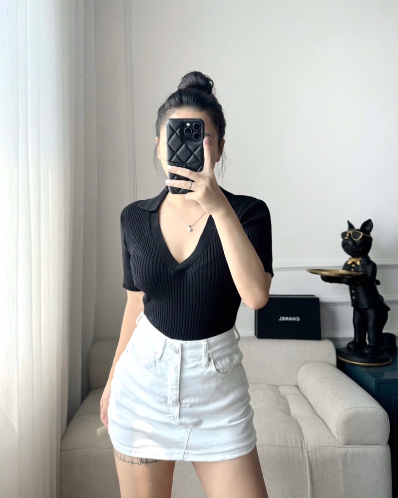 ÁO LEN TĂM POLO CỔ V Z.RAA NỮ THU ĐÔNG (XẢ 79k)