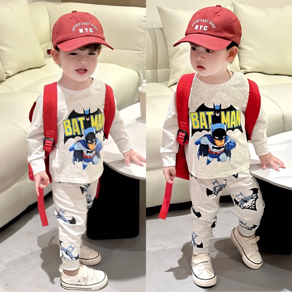 SET 3 BỘ DÀI TAY SPIDERMAN BATMAN BÉ TRAI SẴN