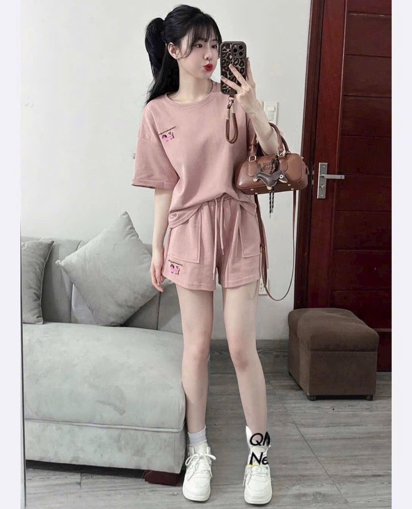 SET BỘ ĐÙI IN CHỮ THÊU LOGO CÚN DỄ THƯƠNG NỮ SẴN (SALE 55k)