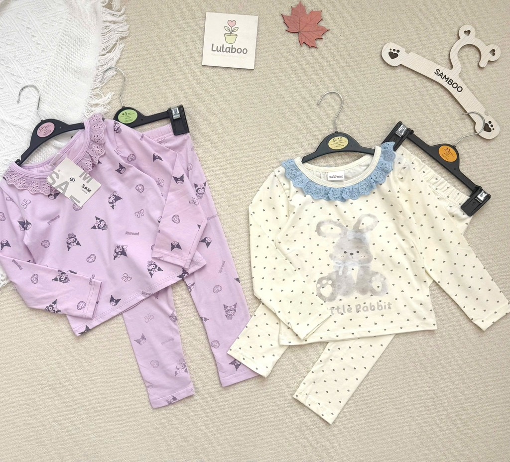 SET 2 BỘ DÀI COTTON TÀU TONE TÍM BÉ GÁI