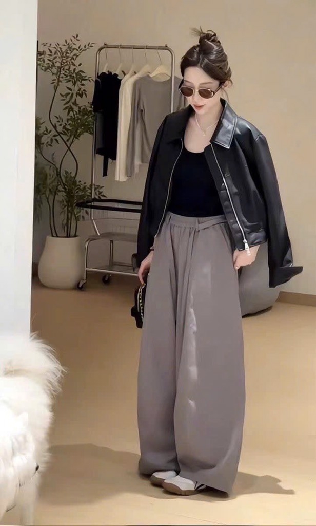 ÁO KHOÁC DA ĐEN CỔ BẺ NỮ