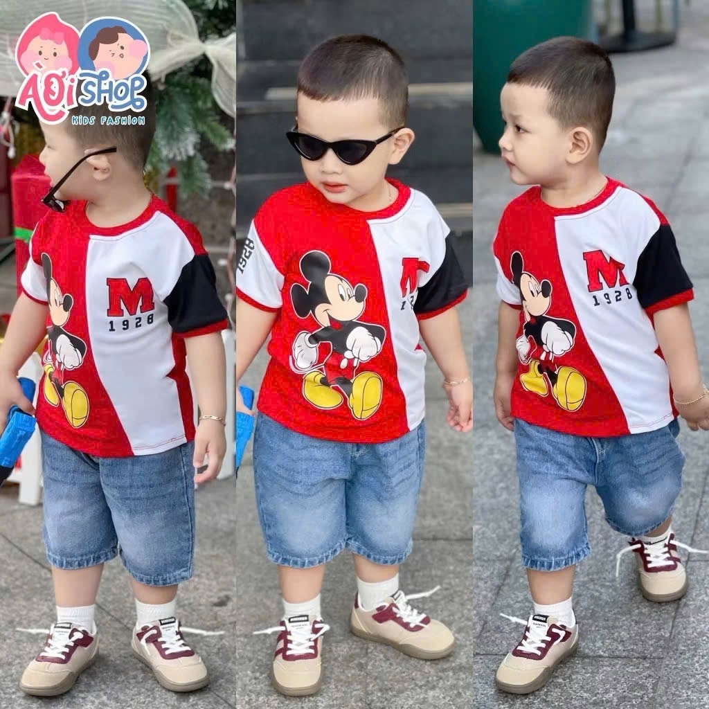 SET CỘC MICKEY QUẦN JEAN ĐÙI BÉ TRAI SẴN (xả 75k)