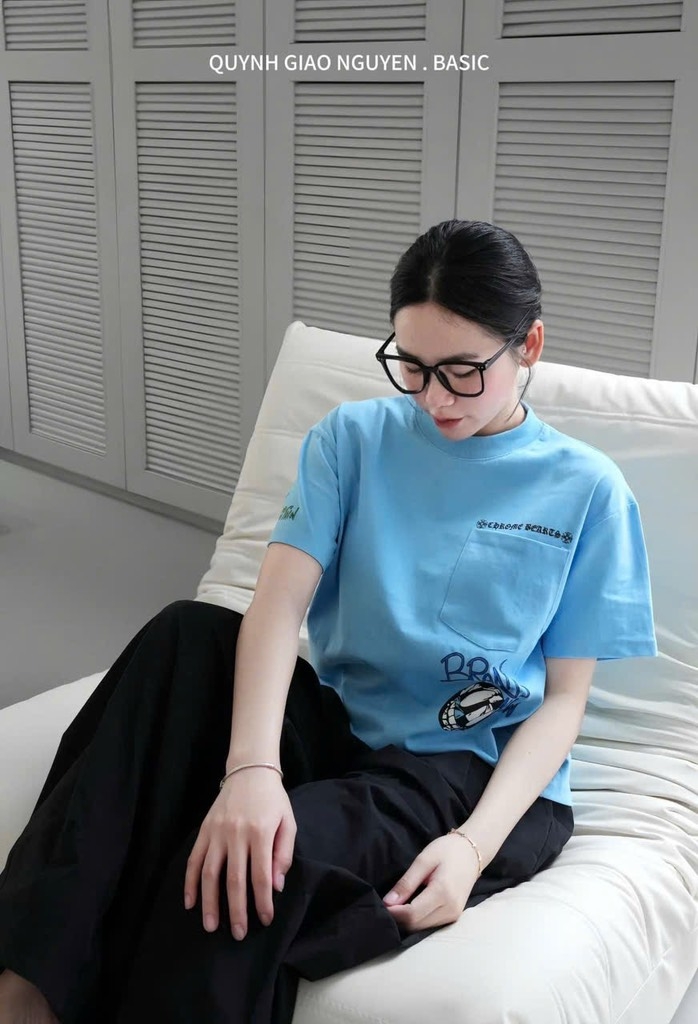 ÁO PHÔNG XANH BRAIN CỘC TAY NỮ