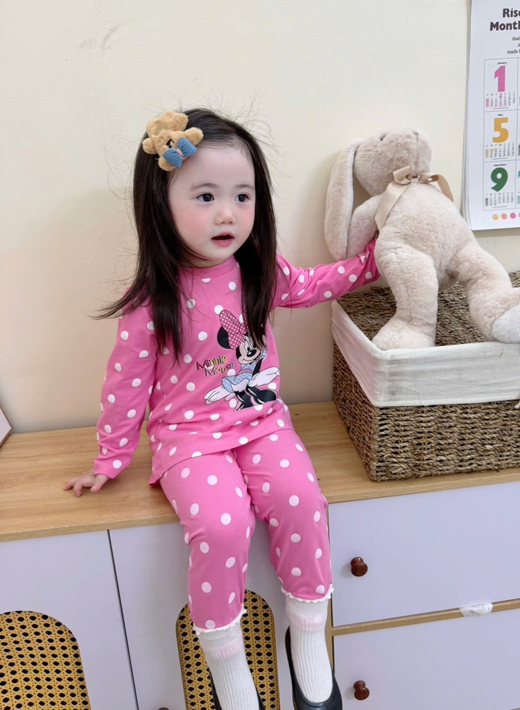 SET 3 BỘ DÀI MICKEY HELLO KITTY TONE HỒNG BÉ GÁI(XẢ 155k)