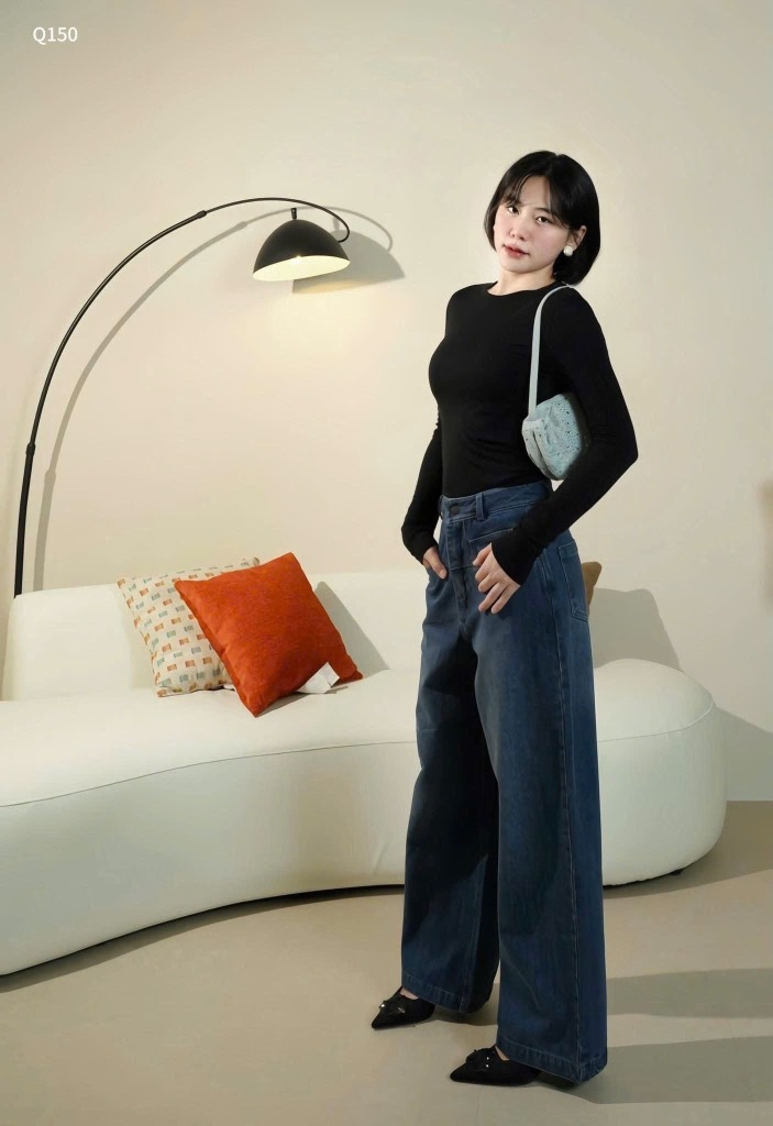 QUẦN BÒ SUÔNG XANH TÚI NẮP TRƯỚC NỮ