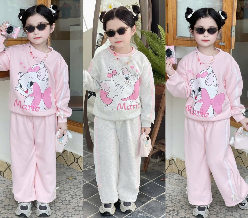 BỘ DÀI NỈ HAI DA MÈO MARIE HỒNG XÁM BÉ GÁI