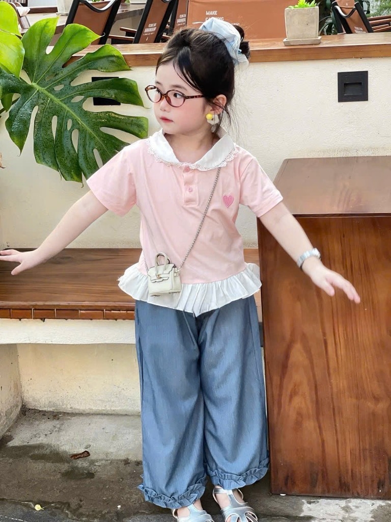 SET ÁO COTTON PHỐI QUẦN GIẤY BÉ GÁI NHỠ