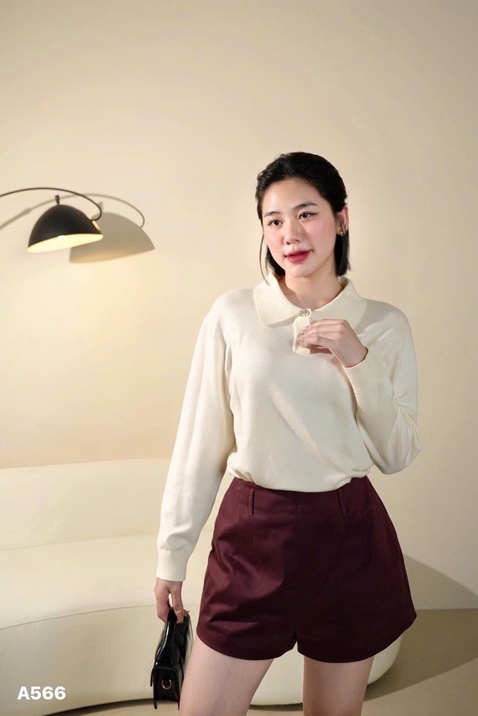 ÁO LEN DÀI TAY CỔ POLO 2 CÚC NỮ