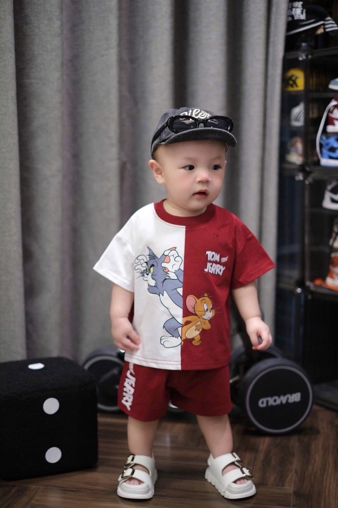 SÉT BỘ COTTON TOM & JERRY TONE TRẮNG ĐỎ CHO BÉ TRAI