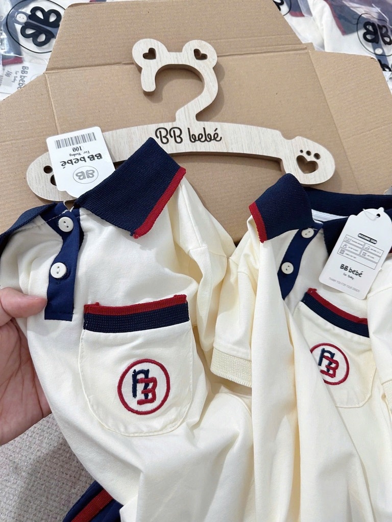 SET CỘC POLO PHỐI CỔ THAN VIỀN ĐỎ BÉ TRAI SẴN (SALE 59k)