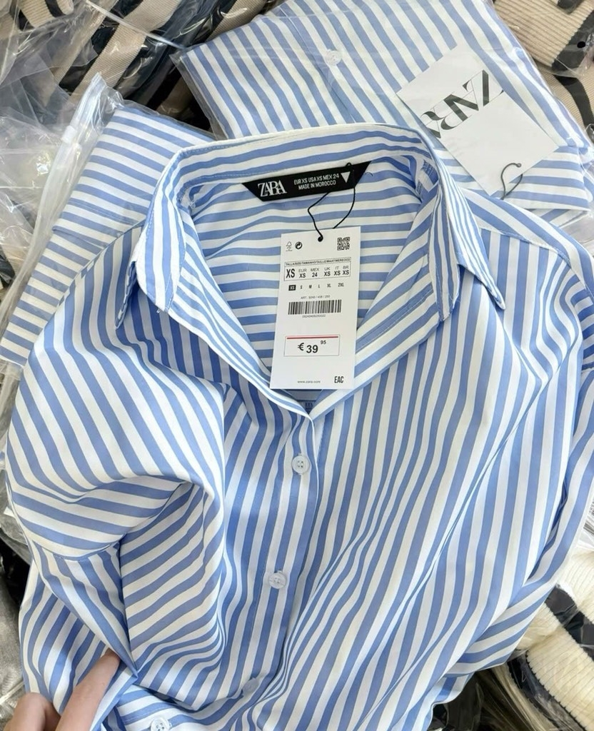 ÁO SƠ MI Z.R KẺ XANH DÀI TAY NỮ