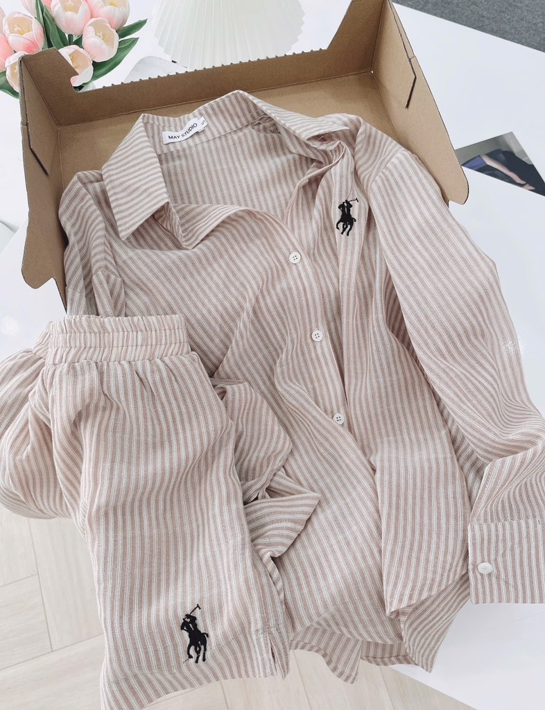 SET KẺ QUẦN 2 LỚP XẺ GẤU NỮ