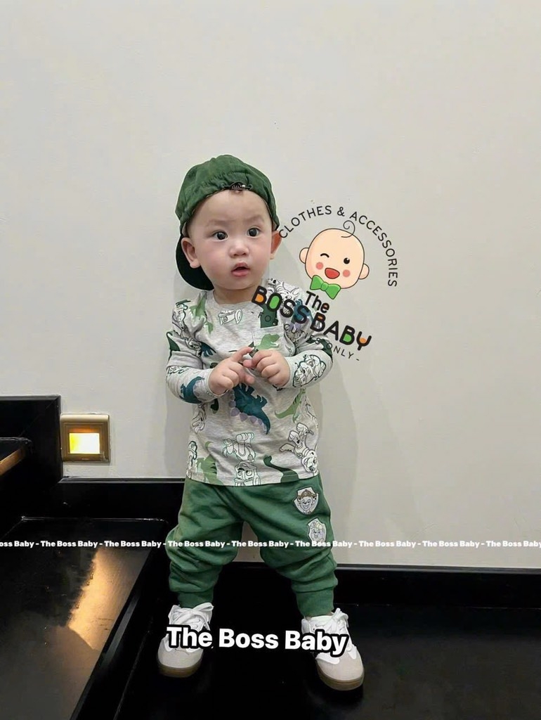 SÉT ÁO CHÓ CỨU HỘ KHỦNG LONG GHI MIX QUẦN XANH LÁ CHO BÉ YÊU
