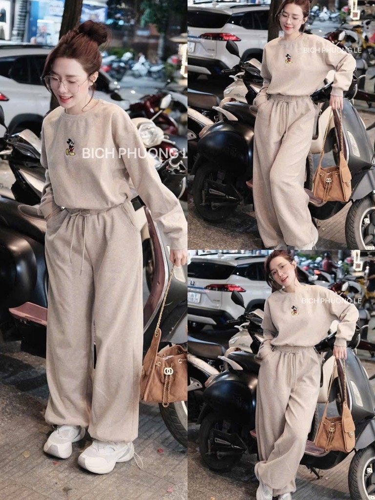 BỘ NỈ LÔNG THỎ THÊU MICKY NỮ