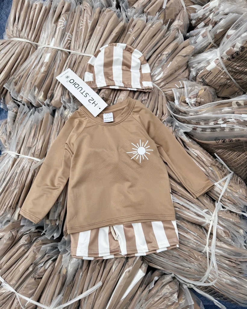 ĐỒ BƠI BỘ BƠI XUẤT HÀN NÂU KẺ BÉ TRAI SẴN (SALE 35k)