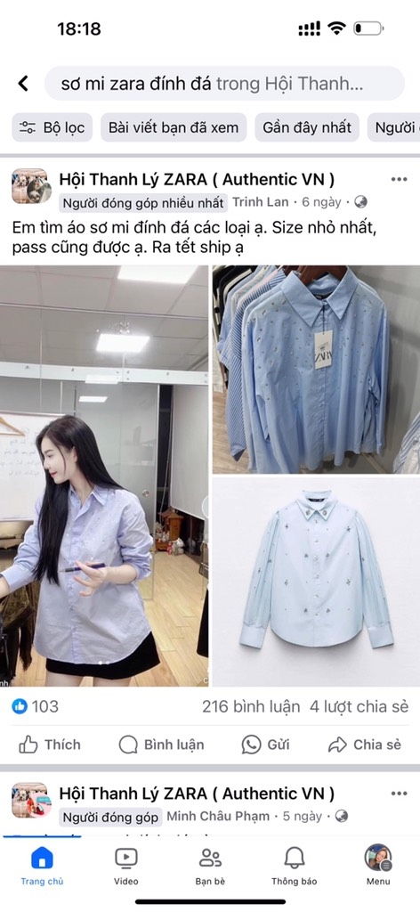 ÁO SƠ MI Z.ARA XANH ĐÍNH ĐÁ BASIC