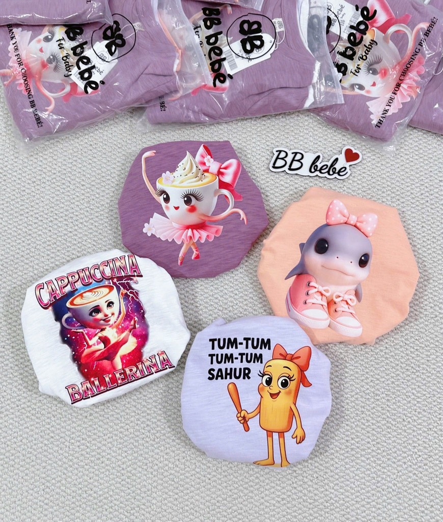 SET 4 ÁO XƯỚC HH CAPUCHINO XAHUR DÀI TAY BÉ GÁI