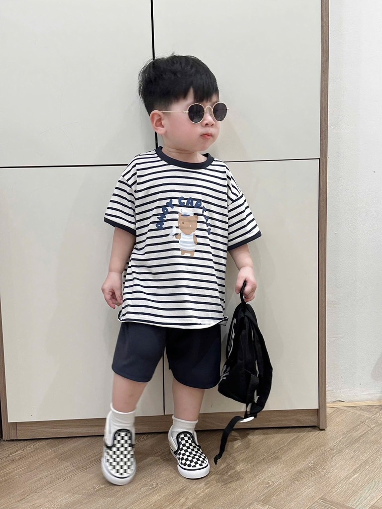 SET ÁO KẺ QUẦN ĐÙI BÉ TRAI
