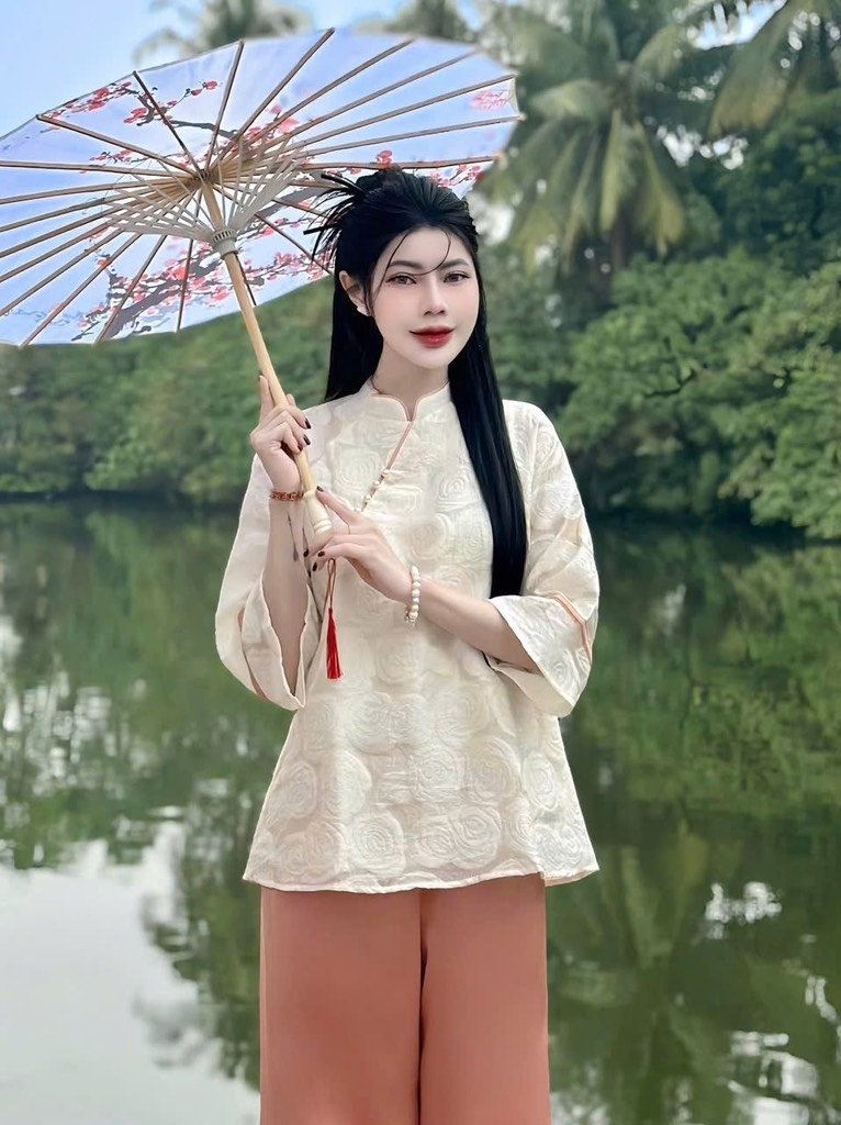 SET PHÁP PHỤC HOA HỒNG VIỀN 2 LỚP NỮ SẴN (SALE 139k)
