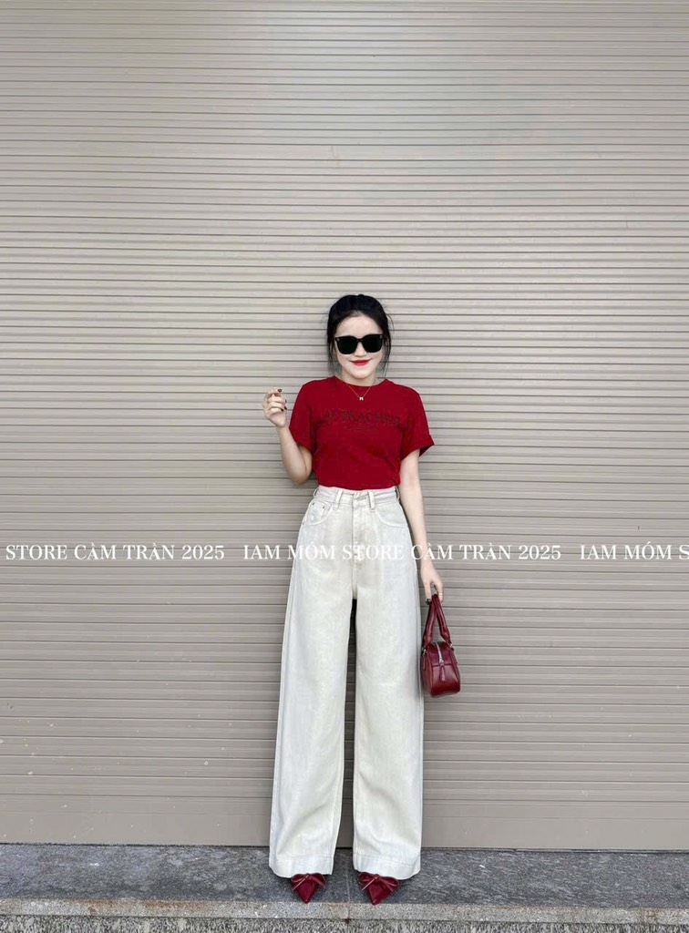 QUẦN BÒ NỮ TRẮNG THÊU CHANEL ĐỎ TÚI SAU SẴN (SALE 97k)