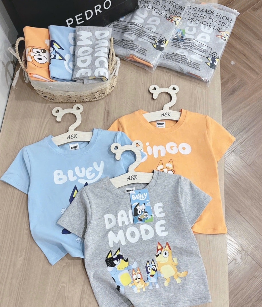 SET 3 ÁO CỘC BLUEY DƯƠNG XÁM CAM BÉ TRAI (XẢ 69k)
