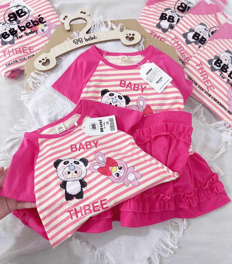 VÁY BÉ BABY THREE 2 MÀU HỒNG BÉ GÁI(XẢ 59k)