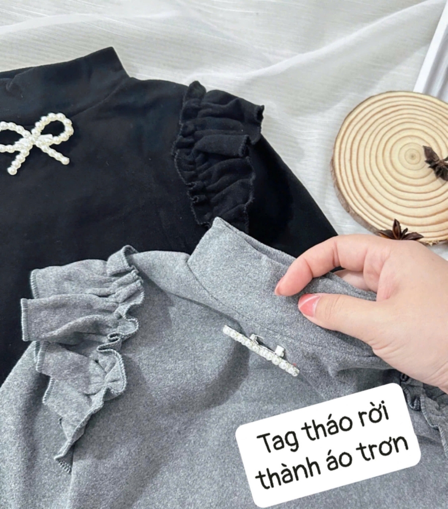 SET 2 ÁO ĐÍNH NƠ CÁNH TIÊN DÀI TAY BÉ GÁI SẴN