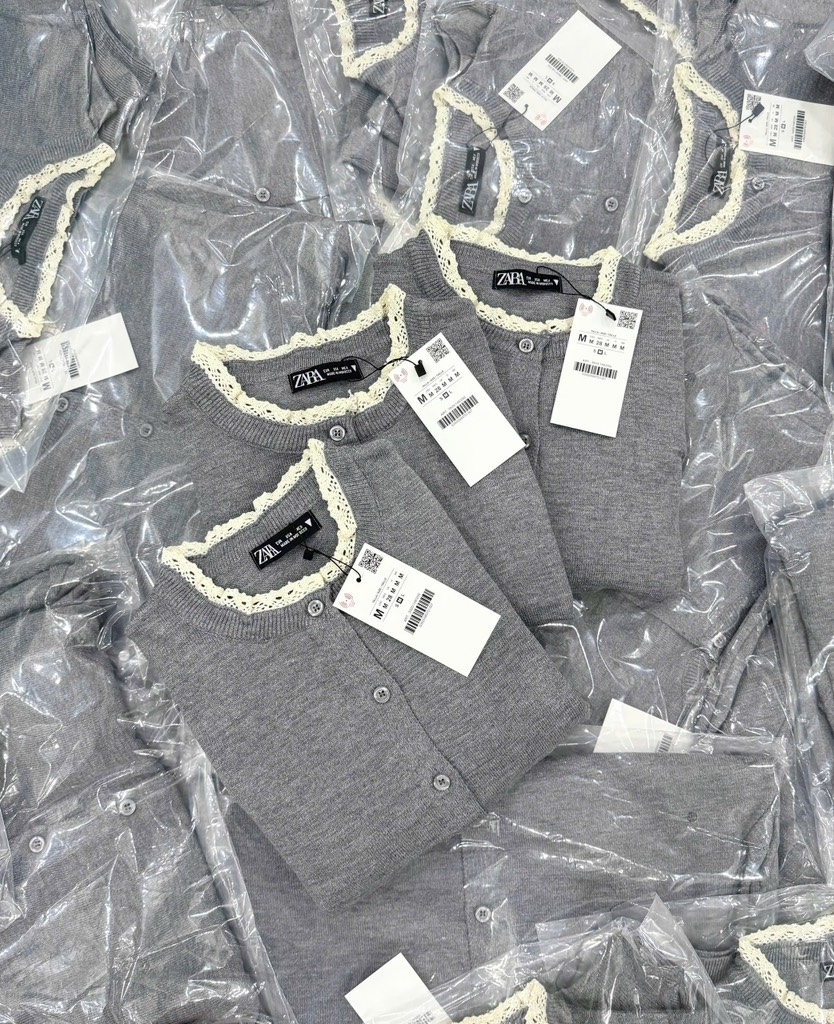 ÁO LEN XÁM CARDIGAN DỆT CỔ VIỀN DÀI TAY NỮ THU ĐÔNG