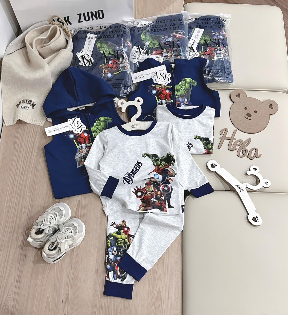 BỘ DÀI COTTON ÁO KHOÁC CHÂN CUA SIÊU NHÂN BÉ TRAI