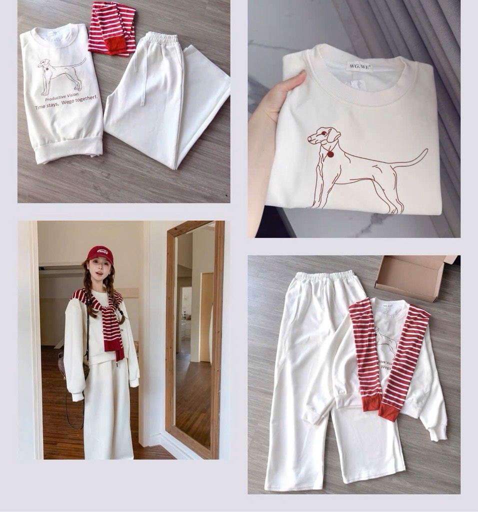 SET NỈ MÀU BE KÈM KHĂN SIÊU XINH NỮ THU ĐÔNG