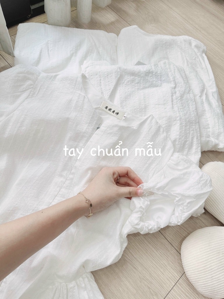 VÁY NỮ THÊU TRẮNG KHOÁ TRC 2 LỚP