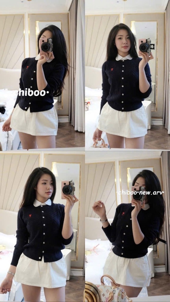 ÁO LEN CARDIGAN THÊU TIM 4 MÀU NỮ THU ĐÔNG