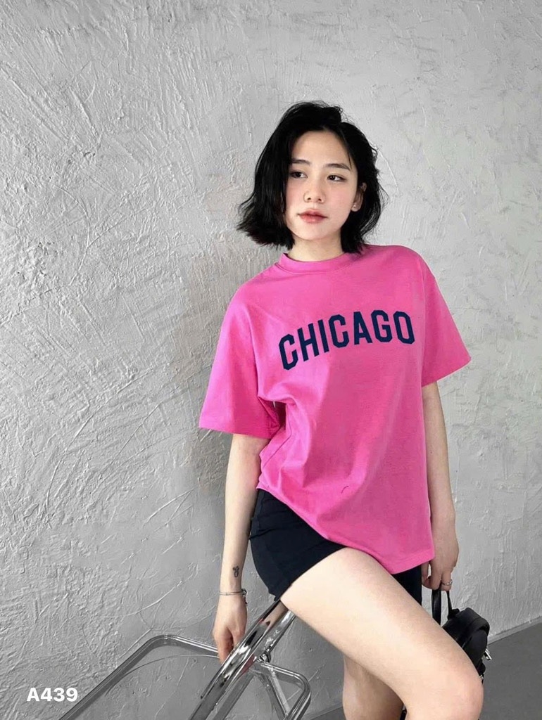 ÁO PHÔNG HỒNG CHICAGO CỘC TAY NỮ