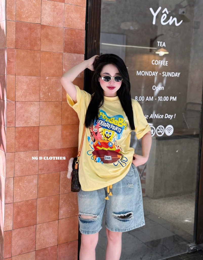 SET ÁO THUN QUẦN BÒ RÁCH 4 MÀU