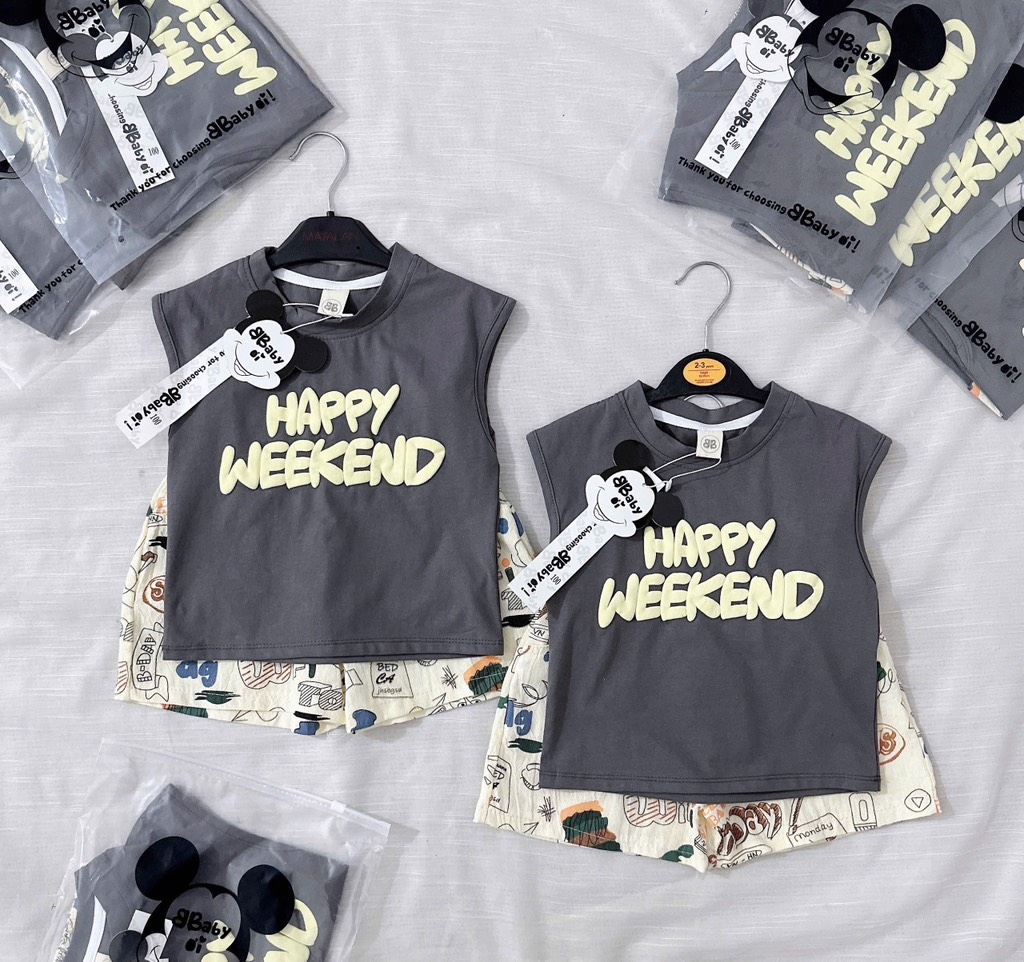SET CỘC WEEKEND XÁM BÉ TRAI (xả 59k )