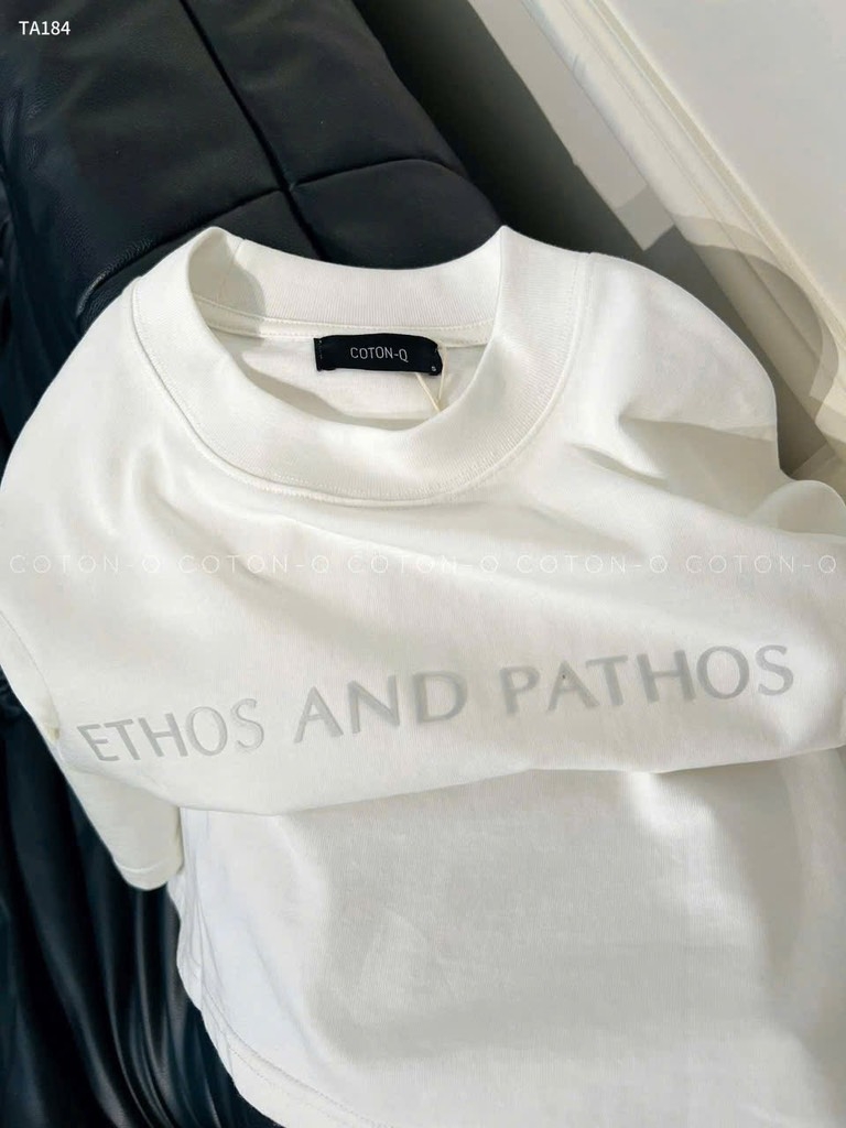 ÁO PHÔNG TRẮNG CHỮ ETHOS AND PATHOS NỮ