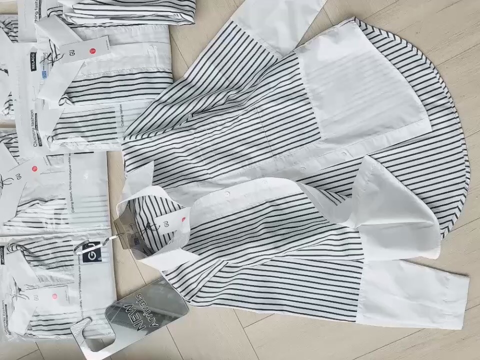ÁO SƠ MI GU PHỐI KẺ DÀI TAY NỮ SẴN