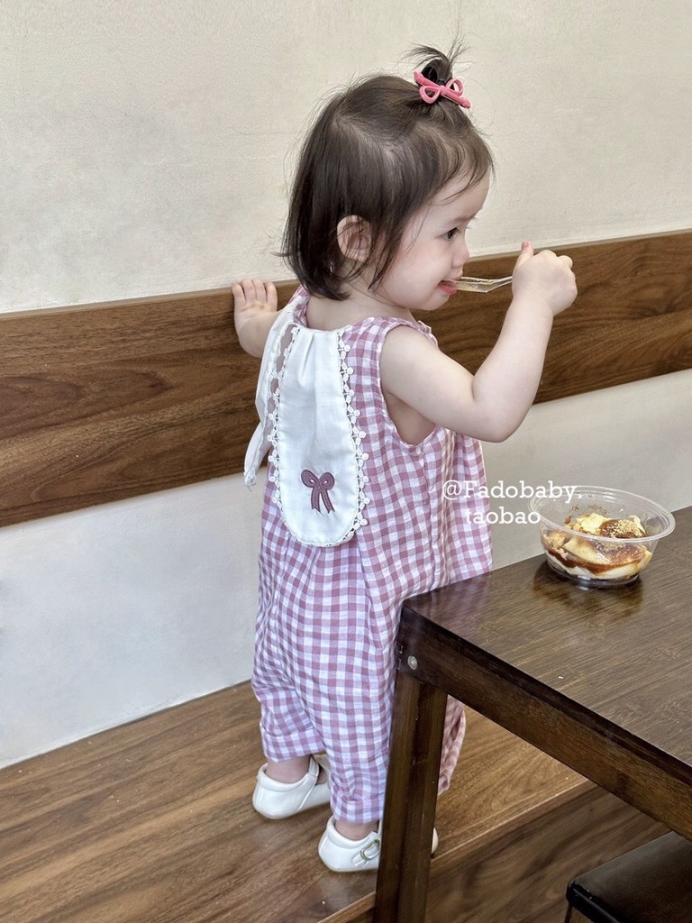 VÁY YẾM KẺ CARO HỒNG TÍM CHO BÉ GÁI ( XẢ 45k)