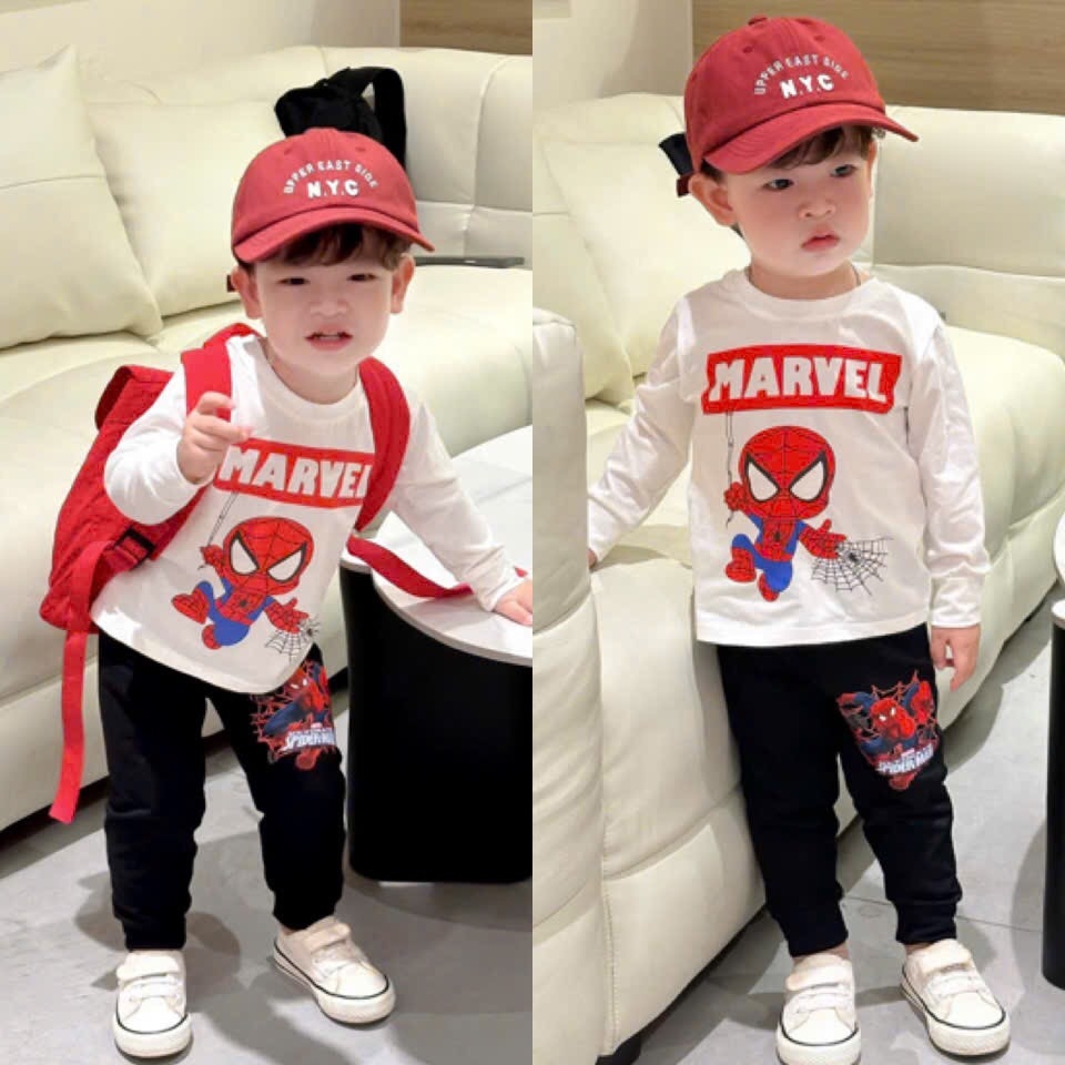 SET 3 BỘ DÀI TAY SPIDERMAN BATMAN BÉ TRAI SẴN
