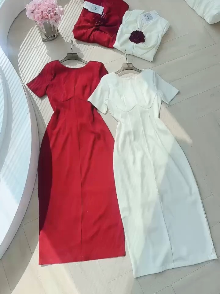 VÁY NƠ ĐÍNH HOA DÁNG DÀI 2 LỚP NỮ