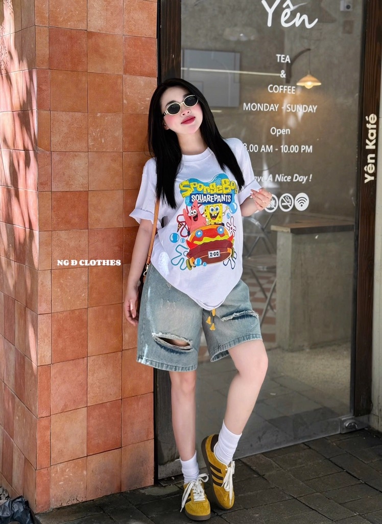 SET ÁO THUN QUẦN BÒ RÁCH 4 MÀU