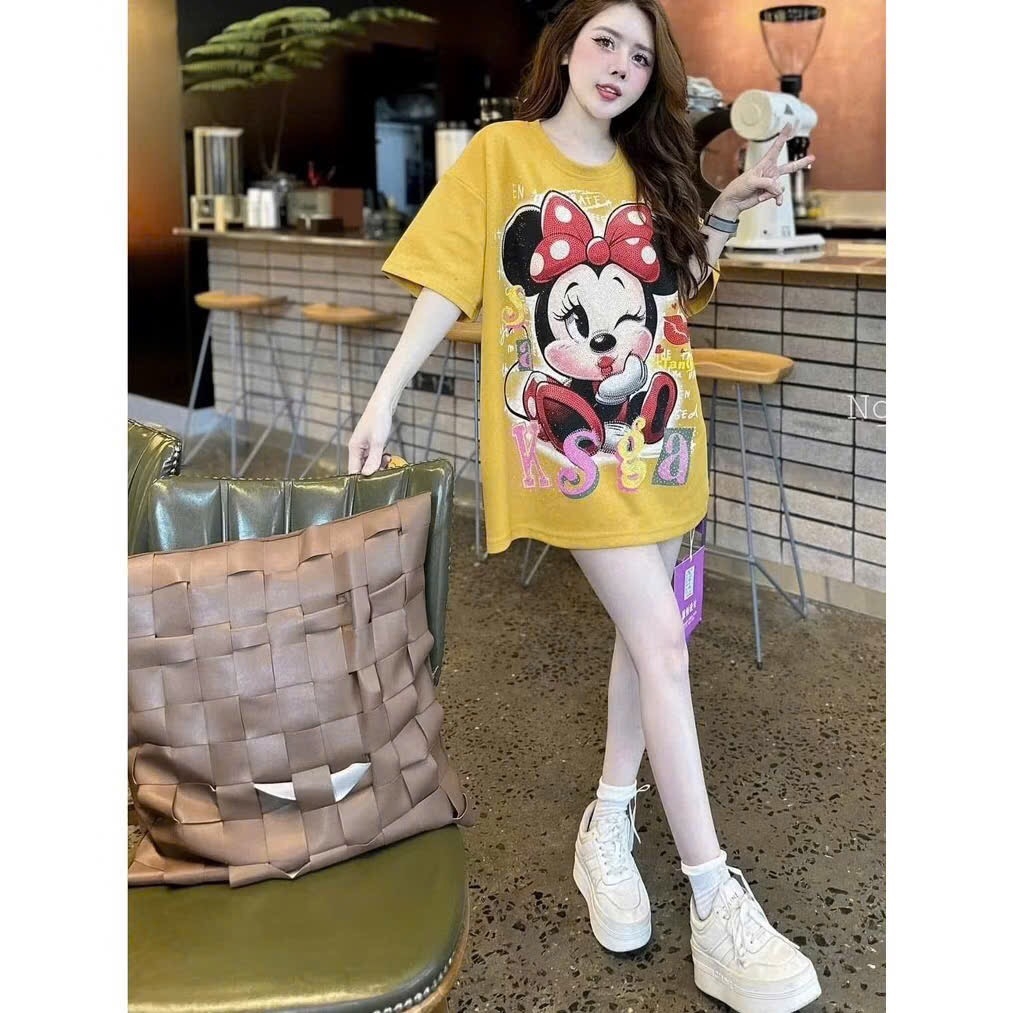 ÁO PHÔNG VÀNG FORM RỘNG HÌNH MICKEY TO NỮ SẴN