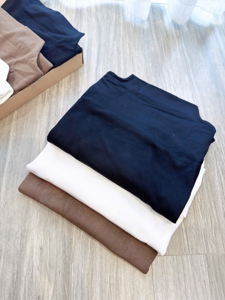 SET 3 ÁO ZIP LÔNG GIỮ NHIỆT ĐEN TRẮNG BE NỮ THU ĐÔNG SẴN