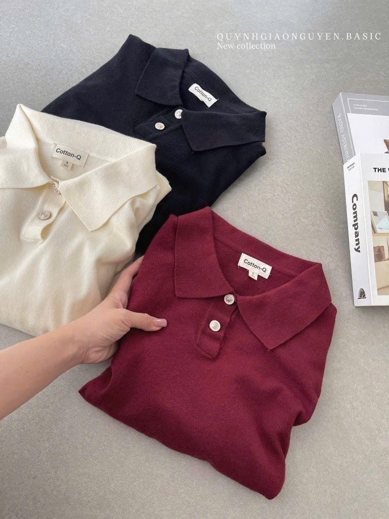ÁO LEN DÀI TAY CỔ POLO 2 CÚC NỮ