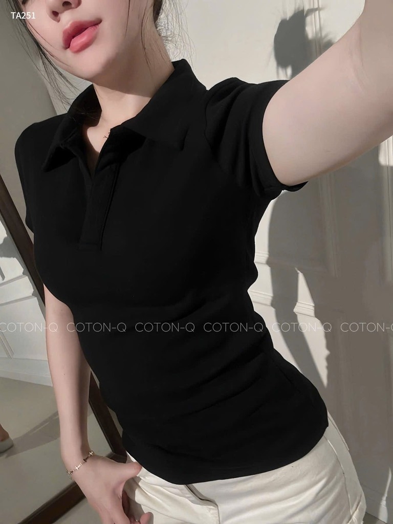 ÁO POLO ĐEN BASIC CỘC NỮ