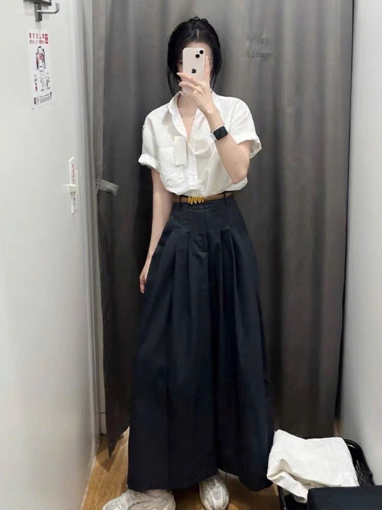 ÁO SƠ MI TRẮNG CỘC TAY TÚI TRƯỚC NỮ SẴN (XẢ 55k)