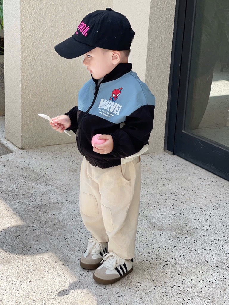 ÁO GIÓ DÀI TAY NHỆN MARVEL XANH ĐEN BÉ TRAI