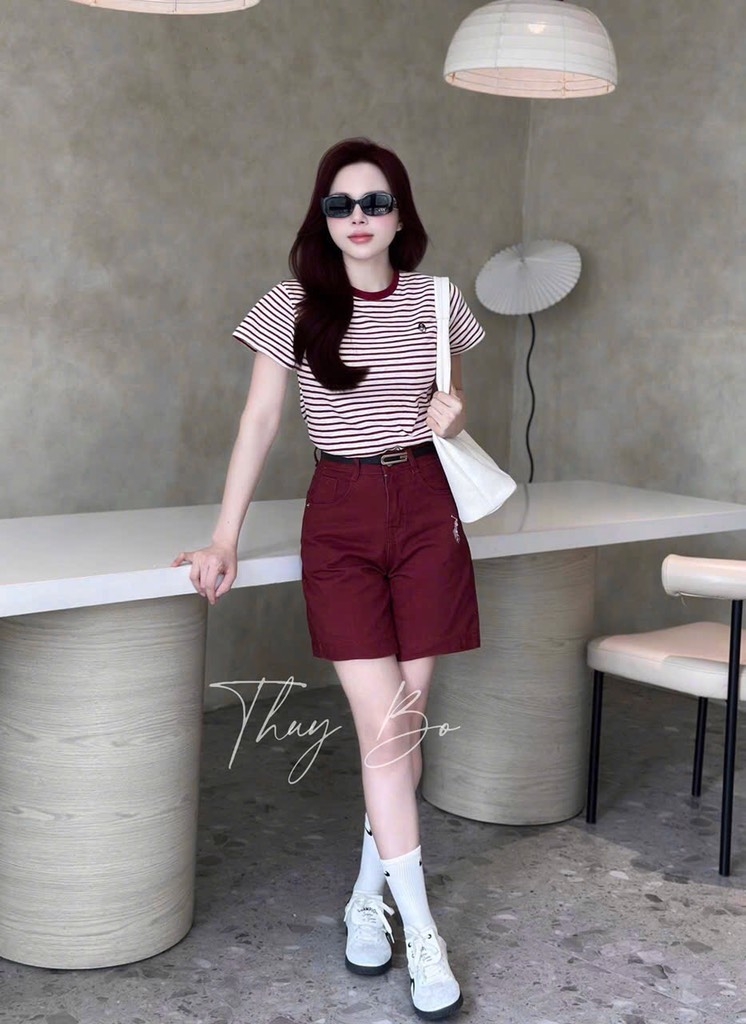 SET ÁO PHÔNG PHỐI MIX QUẦN JEAN SHORT LỬNG THÊU NỮ SẴN( Xả 145k)